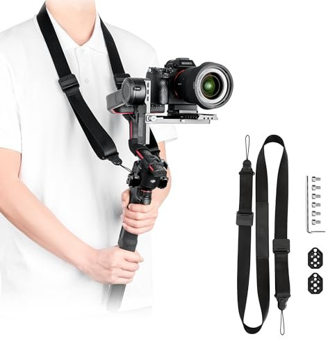 JJC RS3 RS2 Stabilizer Quick Release Shoulder Sling Strap with 2 NATO Connectors, Weight-Reducing Gimbal Adjustable Strap for DJI RS 3 Pro RS 3 RS 2 RSC Stabilizers Briefcase Handle R Phone Holder