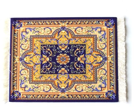 Qiantull Teppich Mauspad Kreative Mini Teppich aus Orientteppich Muster Textilgewebe Klein Mouse Pad mit Baumwolle Quasten Mausmatte Computer Zubehör Untersetzer 28x18cm16#Dunkelviolett