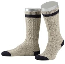 Lusana Schoppersocken mit 2-farbigem Bund Superwash Loden Tweed L5698T, Größe:40-41, Farbe:mittelbeigemeliert/marine (906)