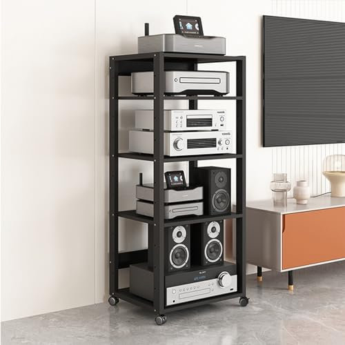 mobile per altoparlanti 5 6 7 livelli regolabili Supporto multimediale audio-video, Angolo Scaffale organizzatore per cucina Mobile stereo con ruote, Supporto per giradischi multistrato di grandi dime