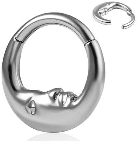 Vankula Septum Piercing Ring G23 Titanium Hinged Segment Clicker 8mm 16g Nasenpiercing Helix Rook Daith Tragus Piercing Schmuck für Frauen und Männer Silber