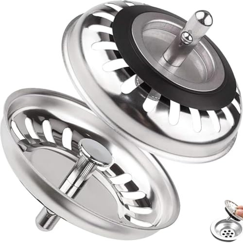 Kitchen Sink Strainer 78mm Plug | Stainless Steel, Durable & Thicken for Kitchen Sink, Replacement for Food/Hair Catcher Sink Accessories- UK Sinks Hole Diameter (Silver-2, 78mm)