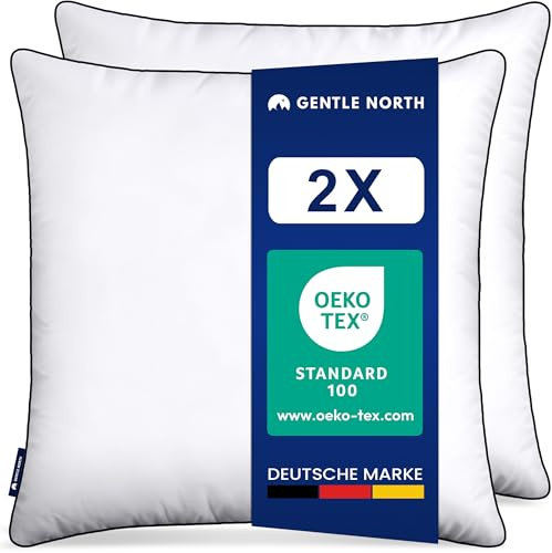 Gentle North Hochwertige Kopfkissen in Hotelqualität 80x80 cm groß - 2er Set Flauschige, ergonomische Schlafkissen (Ökotex 100 Zertifiziert) - Mit Reißverschluss - Waschbar bis 60°