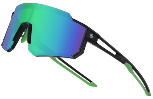 DUCO polarizado c juvenil deporte ciclismo sombra marco ligero UV400 niño niños niñas béisbol gafas de sol DK310, Negro Marco Verde Temple Revo Lente Verde