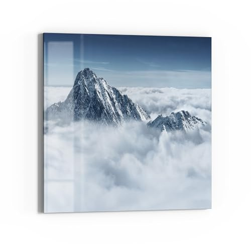 DEQORI Glas-Magnettafel | 50x50 cm cm groß | Motiv Himmlische Gipfel | Memo-Board aus Glas | Magnetboard inkl. Magnete, Stift & Tuch für Küche & Büro | Tafel magnetisch & beschreibbar