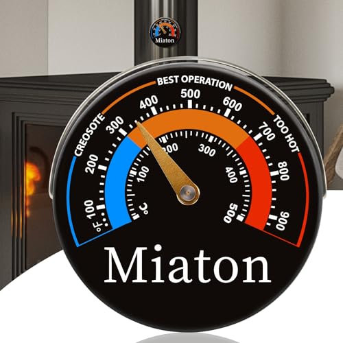 Miaton Wood Stove Thermometer, Magnetic Log Burner Temperature Gauge, Flue Thermometer, Log Burner Accessories