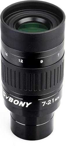 Svbony SV135 Zoom-Teleskop-Okular, 1,25 Zoll, 7–21 mm, Zoom-Okular für Teleskop, 52-Grad-Sichtfeld, FMC 5-Element-3-Gruppen-Teleskoplinse, Zubehör für astronomische Beobachtungsteleskope