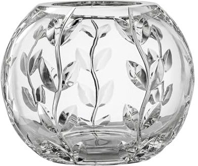 ARNSTADT KRISTALL Vase Kugelvase Leaf transparent (20 cm) - Kristallglas mundgeblasen · von Hand geschliffen · Handmade in Germany