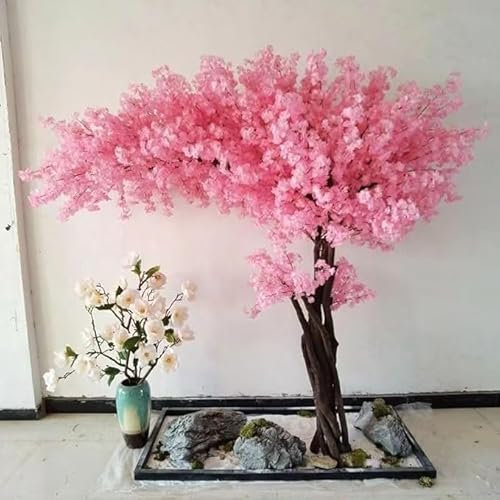 Sohodoo Künstlicher Blüten-Kirschbaum, großer rosafarbener Blumenblüten-künstlicher Kirschbaum, künstliche Kunstblumen for Wohnzimmer und Schlafzimmer(1.2mx1m)