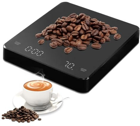 Kaffeewaage mit Timer, Espresso Waage, 3kg/0,1g Hochpräzise Wiederaufladbare Coffee Scale, Mini Barista Waage, Barista Zubehör, Tragbare Digitale Kitchen Scale