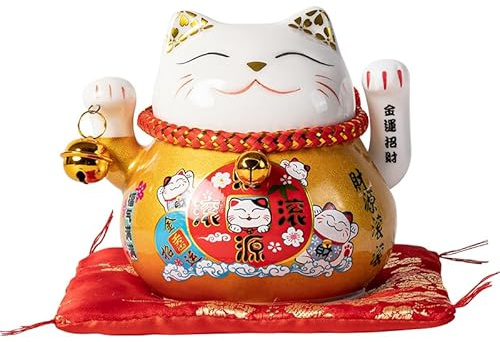 Porcelana de la felicidad del gato de 4,5 pulgadas con brazo agitando (10,5 cm) Muñecas NEKO