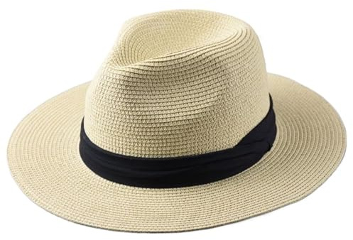 Straw Beach Hat Male Foldable Big Head Straw Hat Summer Outdoors Cowboy Hat Sandy Beach Sun Hats Man Plus Size Fedora Hat for Beach, Holidays