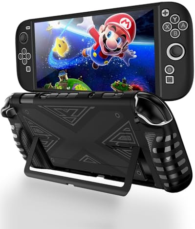 NINKI Controller Skin für Nintendo Switch 2 Hülle Ständer Anti-Rutsch,Stoßfeste Case Slim PC/TPU Silikon hülle für 2025 Nintendo Switch 2 Schutzhülle für Switch 2 Controller Protector, Schwarz