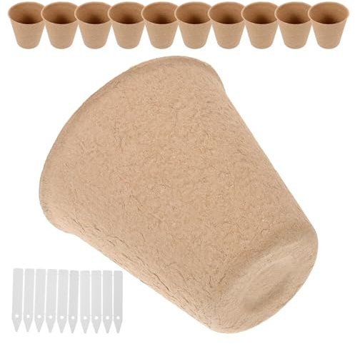 Yardenfun Lot de Pots De Semis Biodégradables en Papier Recyclé 110 Pièces Étiquettes pour Jardinage Maison, Pots De Tourbe Légers Et Compostables pour Démarrage Et Transplantation des Plantes