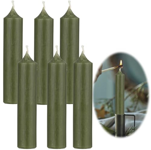 LS-LebenStil Exklusive Stabkerzen 6 Stück Ribe Set Waldgrün 11x2,2cm | Made in Denmark - Spitzkerzen Tafelkerzen für die perfekte Tischdeko Hochzeit Taufe Advent Weihnachten Unparfümiert