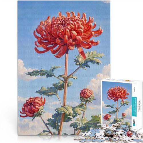 Jigsaws 1000 Pieces for teenagers Bloom in Red Chrysanthemum Lernspielzeug denn eignet sich ideal als Geschenk für die ganze Familie75x50cm