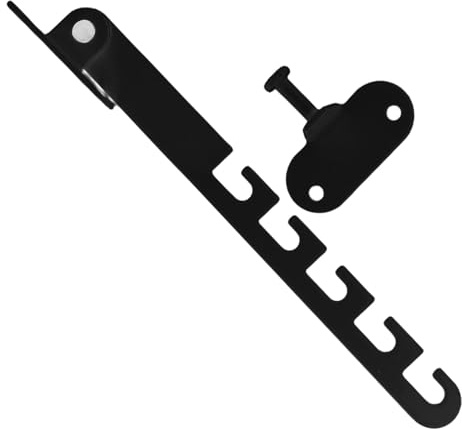 SHINEOFI Limitador de Ventana y Cerradura Seguridad Infantil, Acero al Carbono Negro, Gancho Corto Ajustable, Protección para Ventanas Abatibles, Compatible Puertas Corredizas, para Hogar
