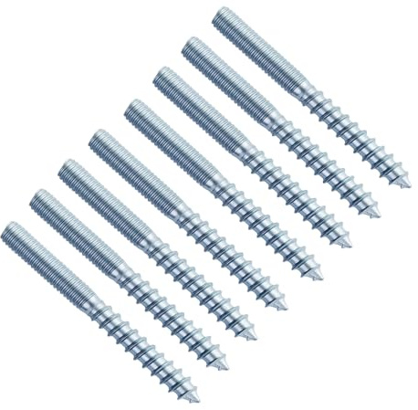 Lot de 12 vis à double filetage M6 - En acier au carbone galvanisé - Vis argentées avec double filetage - Matériel de fixation avec Torx et six pans sur la tige
