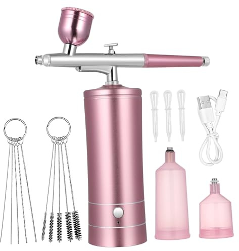 Homoyoyo Kabelloses Airbrush Satz mit Airbrush Kompressor und Aluminiumlegierung 900ma Leistung für Nageldesign und Modellmalerei Tragbar und Effizient