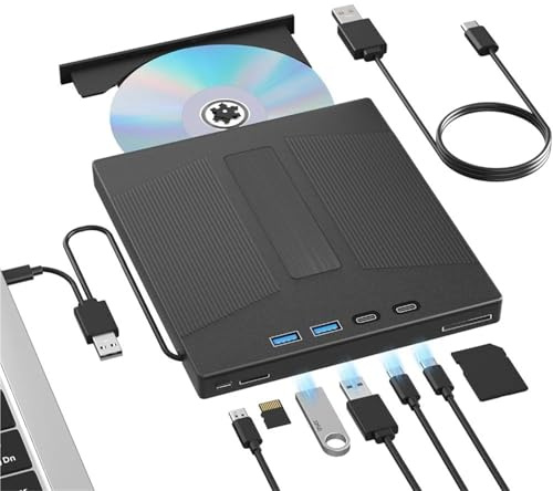 TIEOAXFT 7 in 1 External Bluray Drive Support 100G Disc USB 3.0 Blu Ray/DVD Burner CD DVD Reading and Writing for Windows MacOS Linux