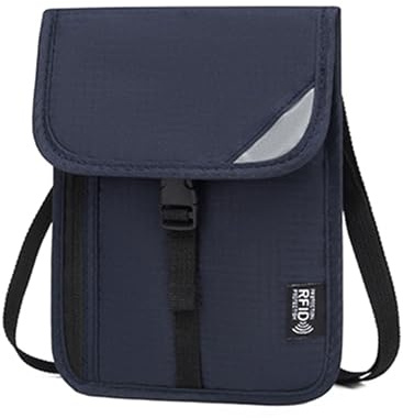SkyPOOU Cartera de viaje RFIDS para el cuello, con correa cruzada ajustable, protección contra robos, bolsa de viaje para pasaporte y documentos, a, One Size