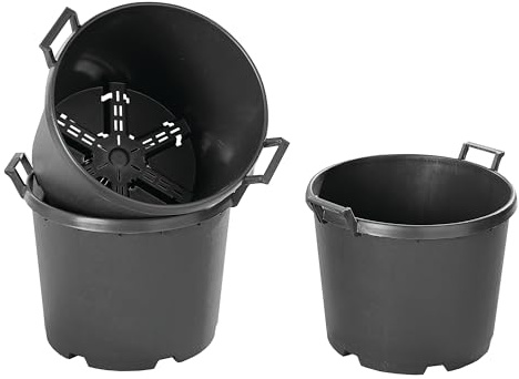 Coopers of Stortford - Set of Three Heavy Duty Plant Pots - Large 25L Garden Containers with Handles and Drainage for Trees Shrubs Veg and Flowers