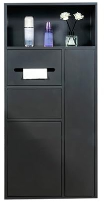 Duschnisch I Rostfritt Stål, Inbyggd Papperskorg, Förvaringsställ För Toalettpapper, Infälld Nischhylla För Badrumsförvaring,Black-A-40X86X14Cm