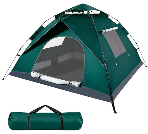 Y.H BLISSHAVEN 3-4 Person Pop-Up Tent – Waterproof & UV Protection Instant Camping Tent for Hiking, Lightweight 215x215x130cm with Easy Setup – Ideal