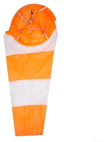 Flughafen-Windsack, Outdoor, reflektierender orange-weißer Windrichtungsanzeiger, 1 m mit Öse, für Hubschrauberlandeplatz und Gartendekoration