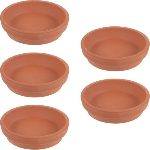 OHPHCALL Soucoupes en Terre Cuite Lot de 5 Plateau Rond Artisanal Pratique et Anti-Pollution pour Pot de Fleurs pour Décoration Intérieure et Jardinage
