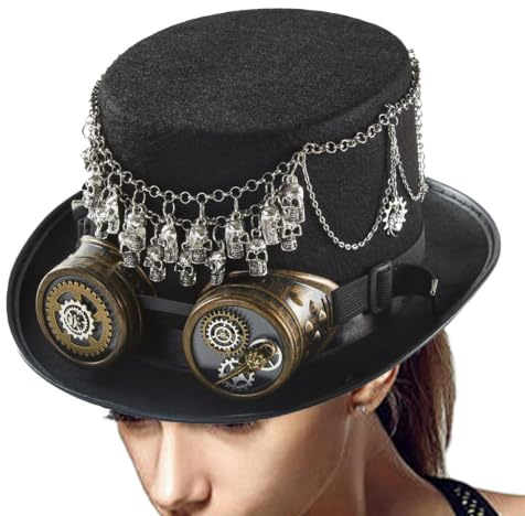 Steampunk Cylinderhatt Retro Skallerekvisita Med Justerbar Rem | Steampunk Cylinderhatt för Vuxenkostymer Passar För Män, Kvinnor, Mamma, Flickvän, Karneval, Maskerad, Scen Och Sammankomst