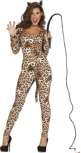 FIESTAS GUIRCA | Disfraz de Leoparda para Mujer (38-40/M) - Mono, Cola y Diadema - Disfraces de Animales para Despedidas de Soltera, Halloween, Carnaval y Fiestas de Disfraces - Marrón