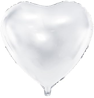 PartyDeco Palloncino Mylar Foil a Forma di Cuore Bianco Metallizzato Ø 45 cm