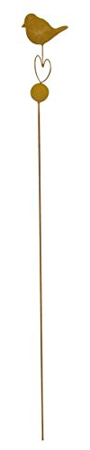 DARO DEKO Metall Garten-Stecker Vogel mit Herz 11cm x 5cm x 6,5cm hoch + 115cm Stab