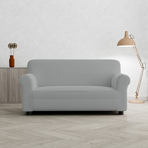Copridivano Pretty Bielastico Sagomato – Copertura Divano Elasticizzata, 2 POSTI Tessuto Estensibile da 115 a 160 cm, Lavabile – GRIGIO CHIARO