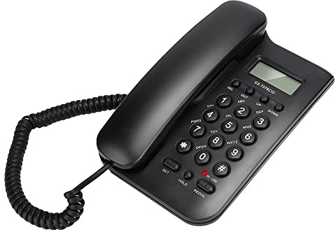 VBESTLIFE Téléphone Filaire avec Identification de l'appelant, Boutons KX-T076 Bouton Téléphone Filaire Anglais Téléphone Fixe avec numéro de téléphone Fixe pour la Maison/Bureau/école(Noir)