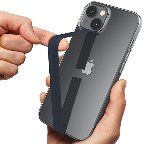 Sinjimoru Ultra Slim Phone Loop - Finger Holder & Grip for iPhone & Samsung Cases - Navy