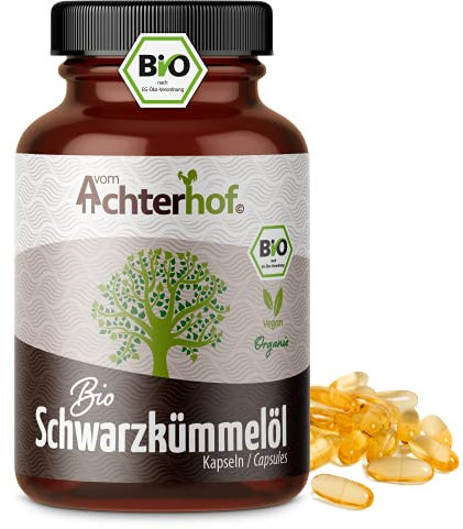 Bio Schwarzkümmel-Öl Kapseln 400 Stück | 1000mg pro Tagesdosis | naturbelassen und schonend kaltgepresst | vegan | höchste Bio-Qualität | vom Achterhof