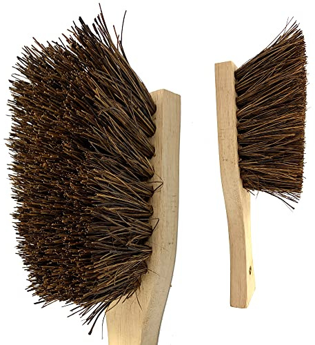 Wooden Churn Brush, 27cm Bassine Hard Bristle, Multipurpose Short Handled Stiff Hand for Cleaning Barrels and Milk Churns or Masonry for Finishing Brickworks and Stonework