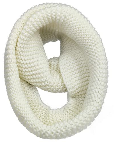 Warm Scarf for Winter Women & Men, Knit Wool Loop Infinity Scarves Thick & Chunky Neck Warmer For Cold Weather U-SY-W3 (White)