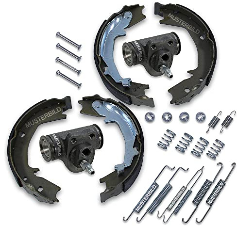 ATEC Germany Kit de frein essieu arrière y compris 4x mâchoires de frein essieu arrière pour frein à tambour 1x kit de montage 2x cylindres de frein de roue Compatible avec BMW Série 3, Coupe (E36)
