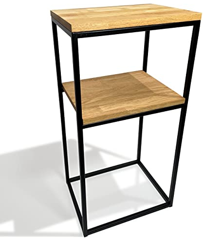 FLEXISTYLE Konsolentisch schwarz Metall Holz Eiche Industrial LOFT Design (40x80x30 Zwei Regale)