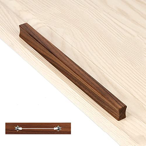 Verdeckter Griff Massivholz-Möbelgriff, Holzknöpfe, Schubladengriffe, Stangengriffe, Ladengriffe, Türküchengeländergriff, Schrankgriffe, Schubladengriff (Lochmitte aus Eiche 192 mm) ( Color : Walnut ,