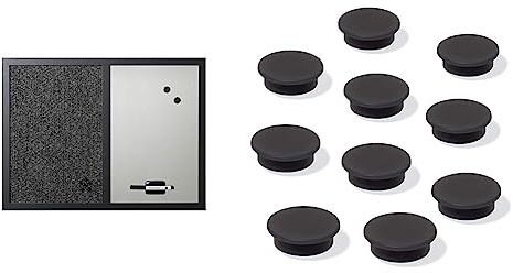 Bi-Office Kombitafel Black Shadow, Pinnwand und Whiteboard & SIGEL MU196 Magnete für Whiteboard, Magnettafel, Kühlschrankmagnet, schwarz, Ø 25 mm, 10 Stück