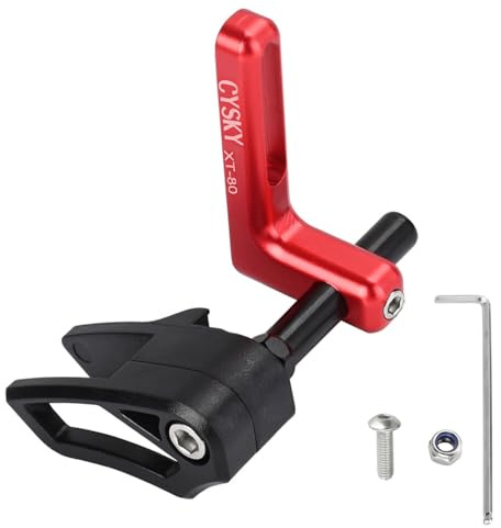 CYSKY Guide-Chaîne pour Vélo de Route, Protection de Chaîne de Vélo pour Gravier pour Plateau Simple, Montage du Cadre de Dérailleur Avant (Alliage d'aluminium 7075) (Rouge)