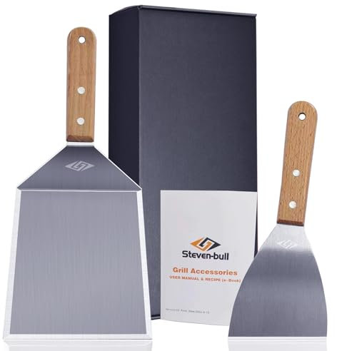 STEVEN-BULL S Spatola in acciaio inox per smash hamburger, spatola per barbecue, spatola plancha, regalo per uomini