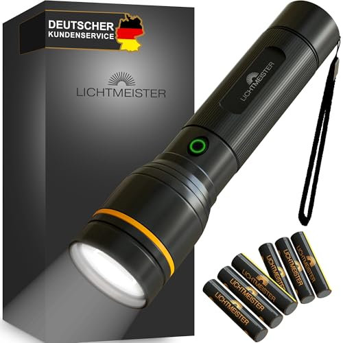 LICHTMEISTER® Torcia (500 lumen con batterie AAA) – Torcia LED potente professionale - estremamente luminosa