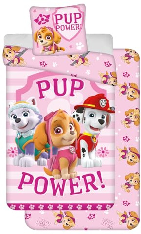 PAW PATROL Bettwäsche-Set, 3-teilig, 100 % Baumwolle, Bettbezug 140 x 200 cm, Kissenbezug 65 x 65 cm + Spannbettlaken 90 x 200 cm | Bettbezug + Spannbettlaken 90x200 | Naturbaumwolle atmungsaktiv | Nickelodeon | Kinder 3-8 | Geschenk | Maschinenwaschbar