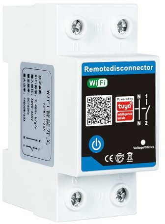 DEWIN Interruptor Inteligente Wifi, Tuya WiFi Interruptor Inteligente AC230V 63A Aplicación de teléfono móvil Control Remoto inalámbrico Interruptor de sincronización Inteligente