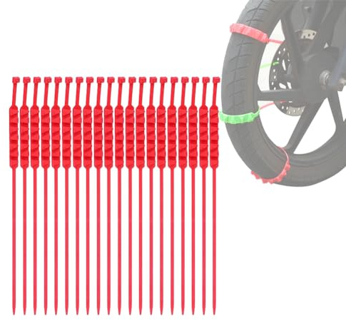 BuNiq Fahrrad Schneeketten, Schneeketten Fahrrad, Schneeketten für Fahrrad, Fahrrad Winterreifen, Winterreifen Fahrrad Kette, Universal Winter Reifenketten Schneeketten, Motorräder Reifen Ketten red